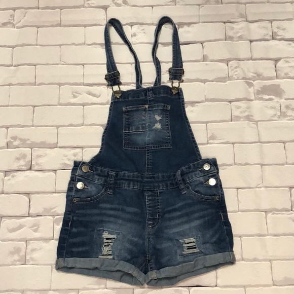 Denim Girl's distressed Shortalls - Picture 1 of 6